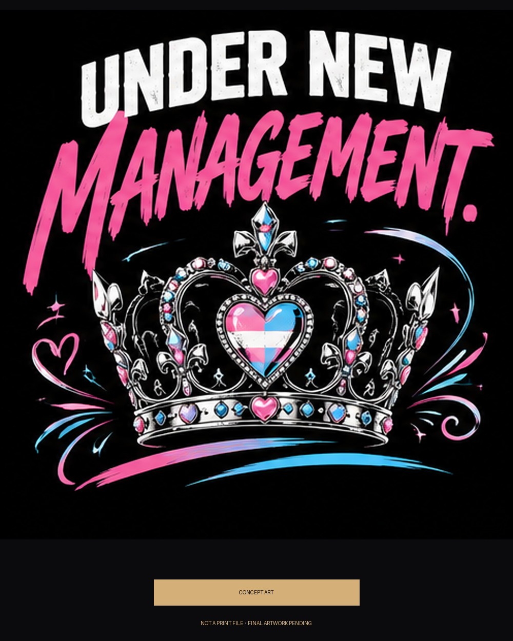Under New Management — concept art (pink/blue/white)